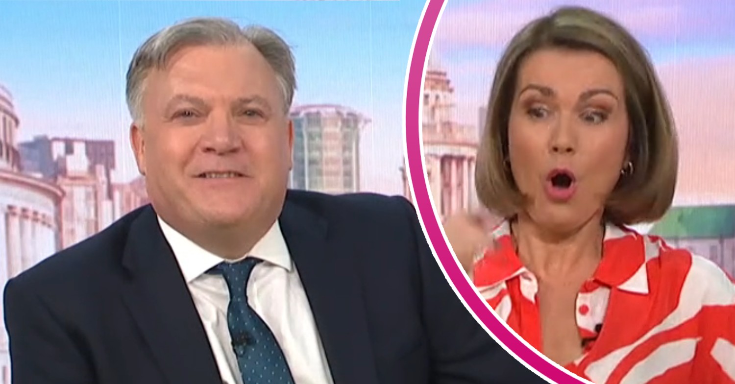 GMB star Ed Balls on set beside a shocked Susanna Reid