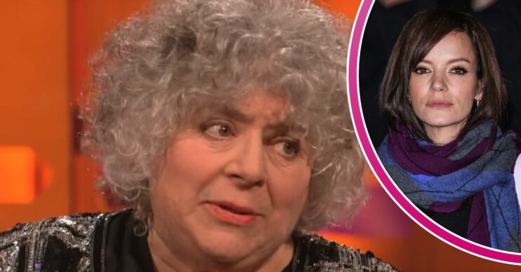 Miriam Margolyes beside Lily Allen composite