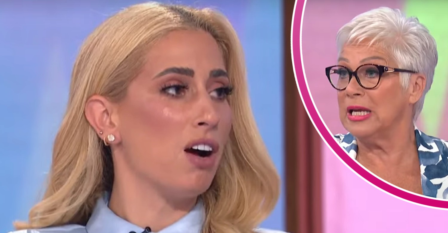 Stacey Solomon talking on Loose Women beside a talking Denise Welch