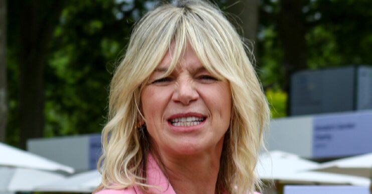 Zoe Ball gurning at the camera