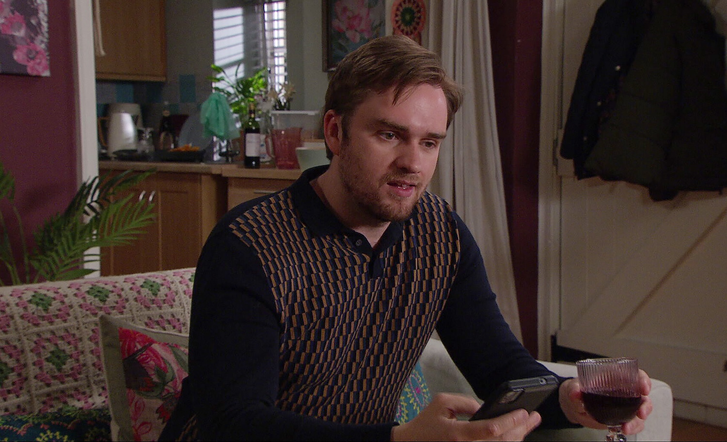 Tom looking creepy on Emmerdale