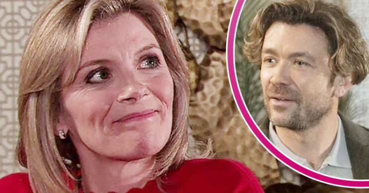 Coronation Street's Leanne, and in a bubble is Rowan