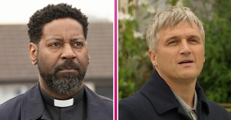 Composite image of Charles and Caleb on Emmerdale (Credit: ITV/Composite: ED!)