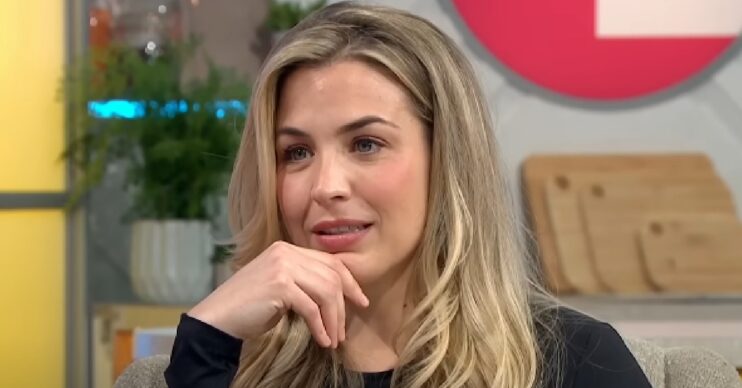 Gemma Atkinson resting her hand on her chin on Lorraine