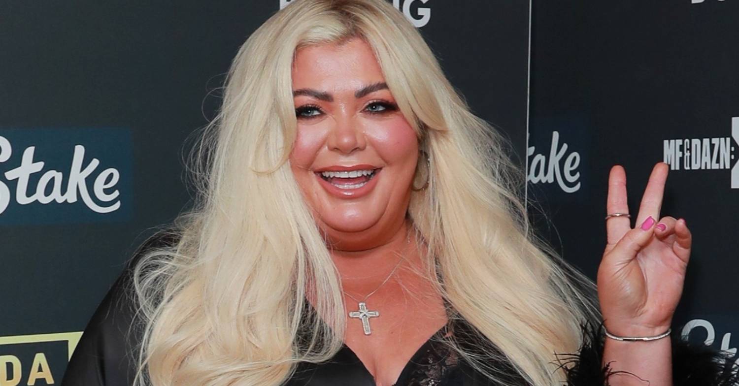 Gemma Collins gives a peace sign