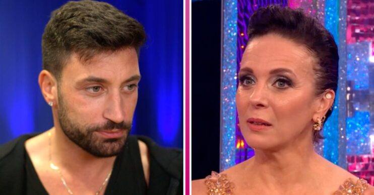 Giovanni Pernice and Amanda Abbington both look serious