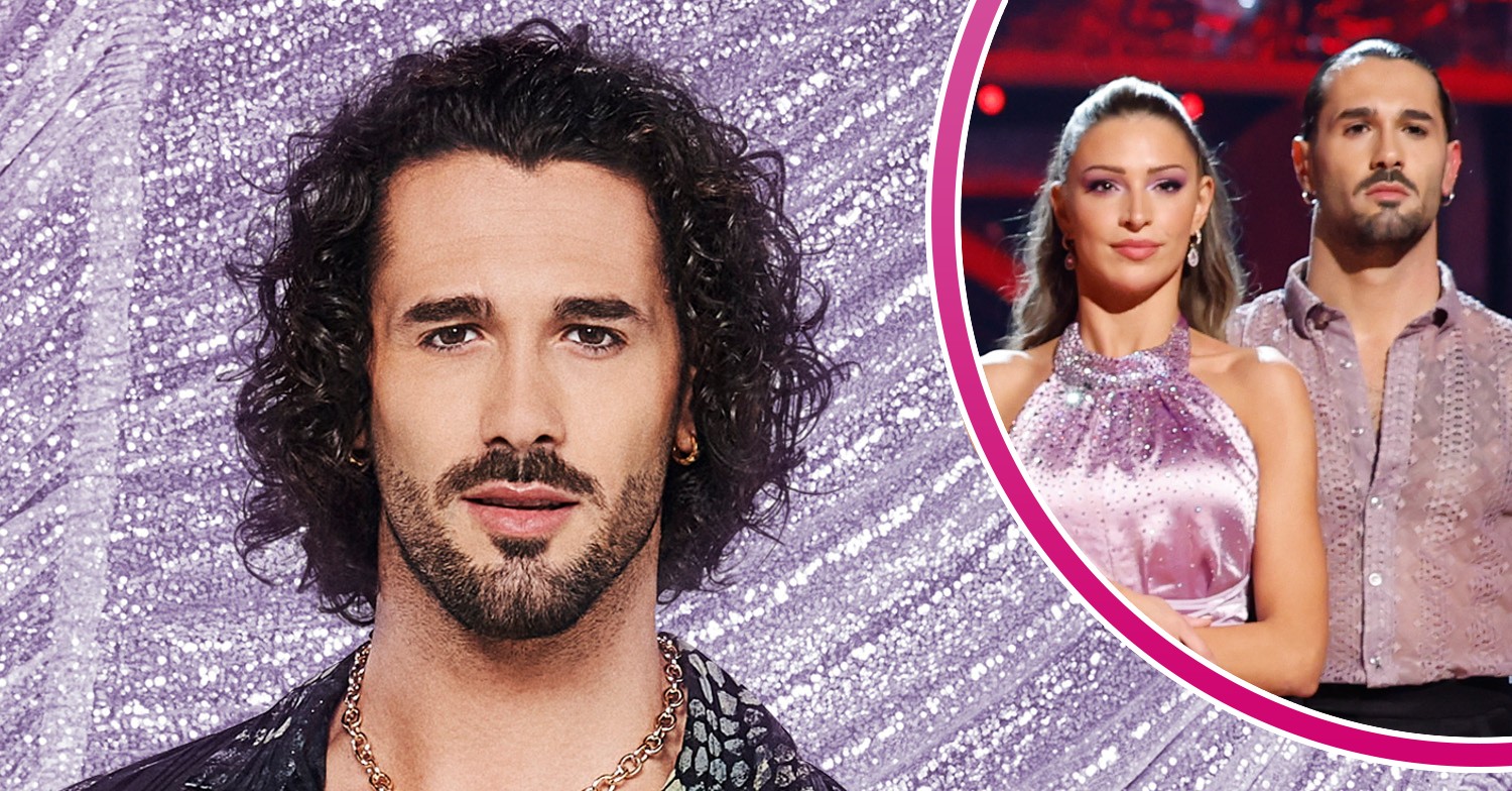 Graziano Di Prima against a sparkly purple backdrop and inset with Zara McDermott