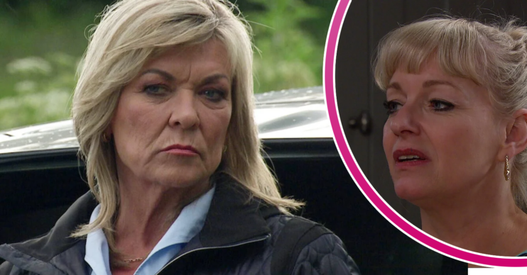 Emmerdale's Kim, and in a bubble is Rose