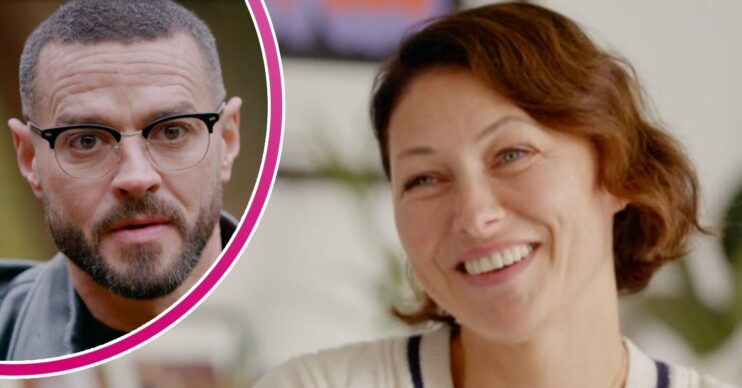 Matt Willis looks serious, Emma Willis smiles