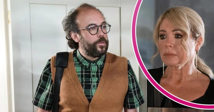Reiss looks shady on EastEnders; inset, Sharon looks upset (Credit: BBC/Composite: ED!)