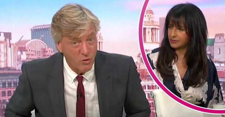 Richard Madeley reacts, Ranvir Singh looks to her side on GMB