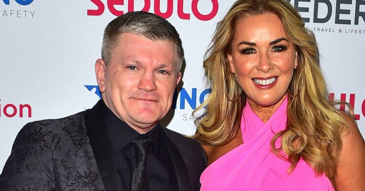 Ricky Hatton and Claire Sweeney face the cameras