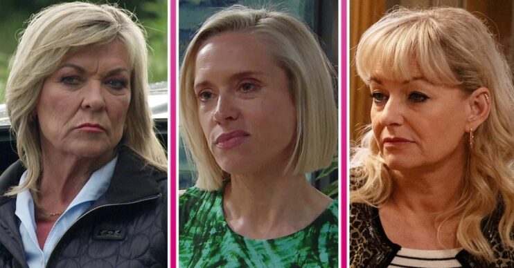 Composite image of Will, Rose and Kim on Emmerdale, all looking worried (Credit: ITV/Composite: ED!)