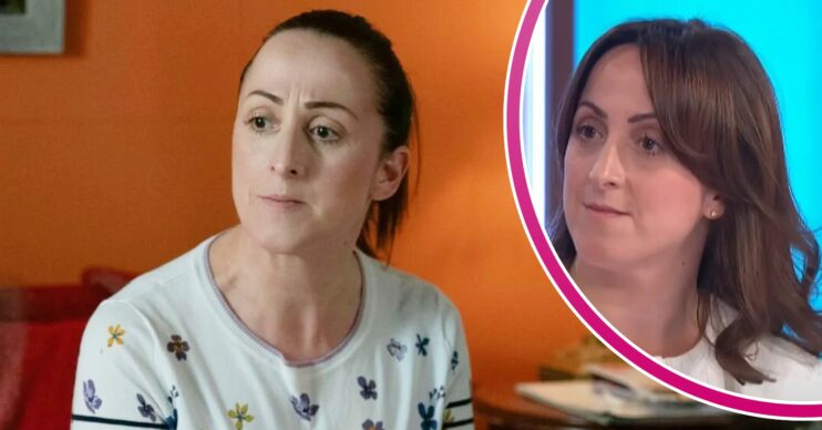 Sonia looks worried on EastEnders; inset, actress Natalie Cassidy (Credit: BBC/ITV/Composite: ED!)