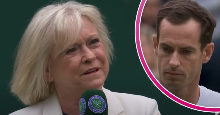 Sue Barker and Andy Murray at Wimbledon 2024