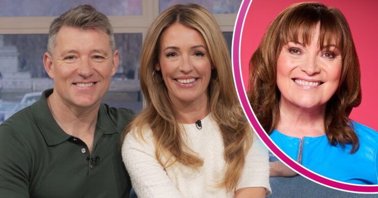 Ben and Cat smiling on This Morning and Lorraine Kelly in promo pic for ITV show Lorraine