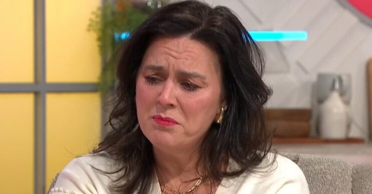 Jill Halfpenny looking sad on Lorraine