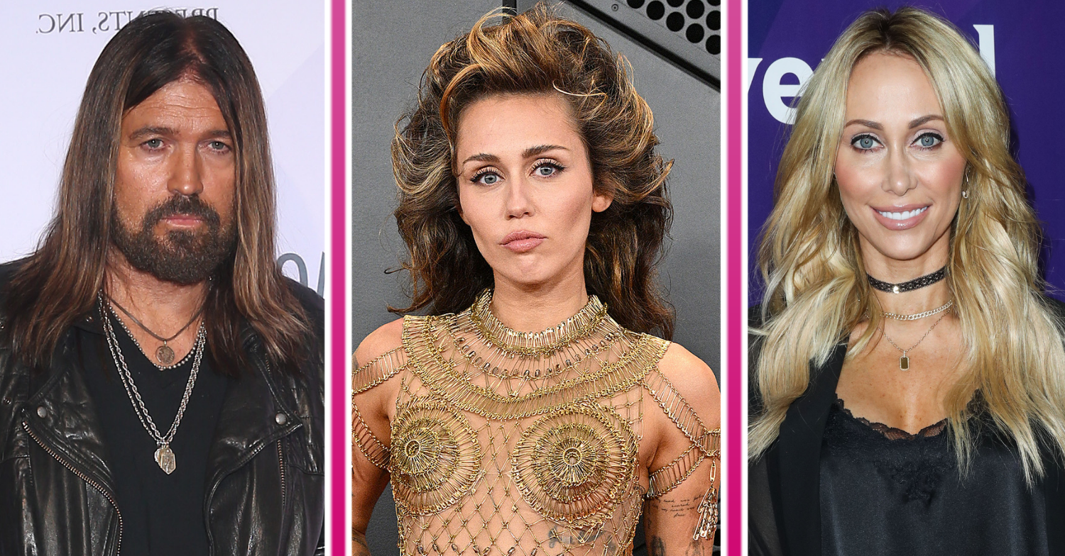 Billy Ray Cyrus, Miley Cyrus frowning beside a smiling Tish Cyrus