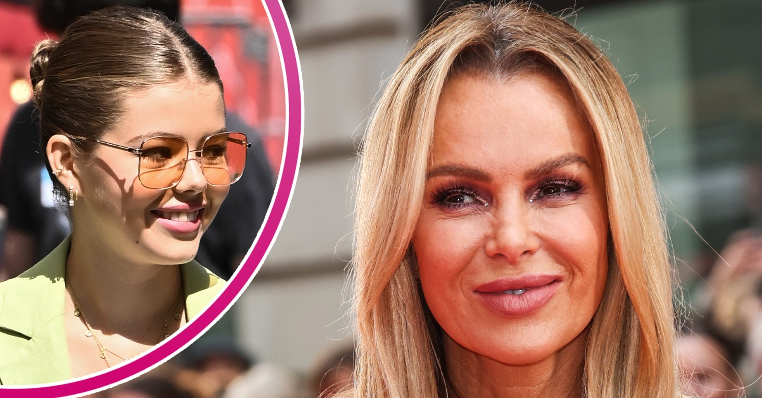 Amanda Holden's daughter Alexa wearing sunglasses beside a smiling Amanda Holden on the red carpet