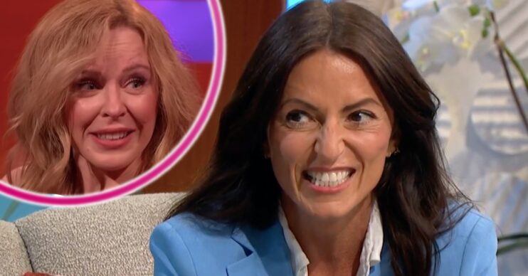 Kylie Minogue and Davina McCall looking serious