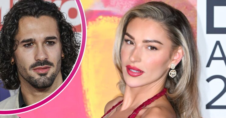 Graziano Di Prima frowning beside Zara McDermott with a straight-faced expression