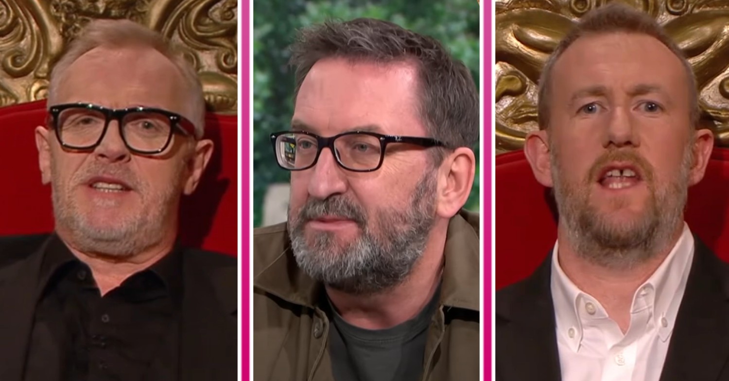 Greg Davies speaking to camera on Taskmaster / Lee Mack on This Morning / Alex Horne speaking on Taskmaster