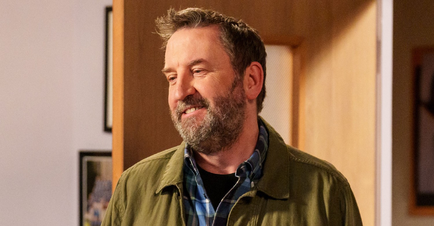 Lee Mack smiling on Not Going Out
