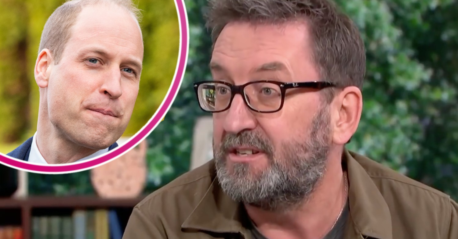 Prince William and Lee Mack looking serious