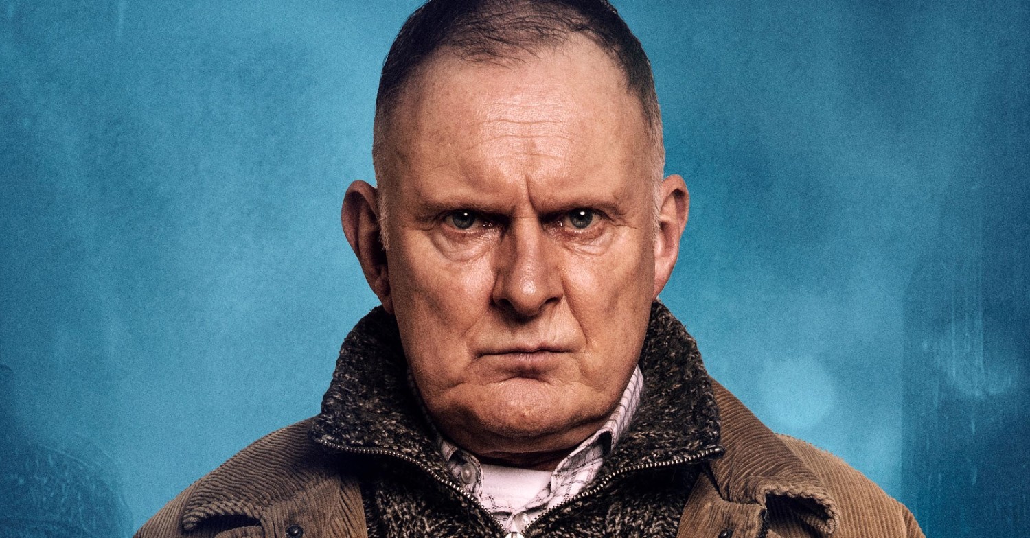Robert Glenister, glaring menacingly at the camera, in the promo shot for The Night Caller