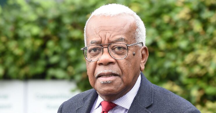 Sir Trevor McDonald looking stern
