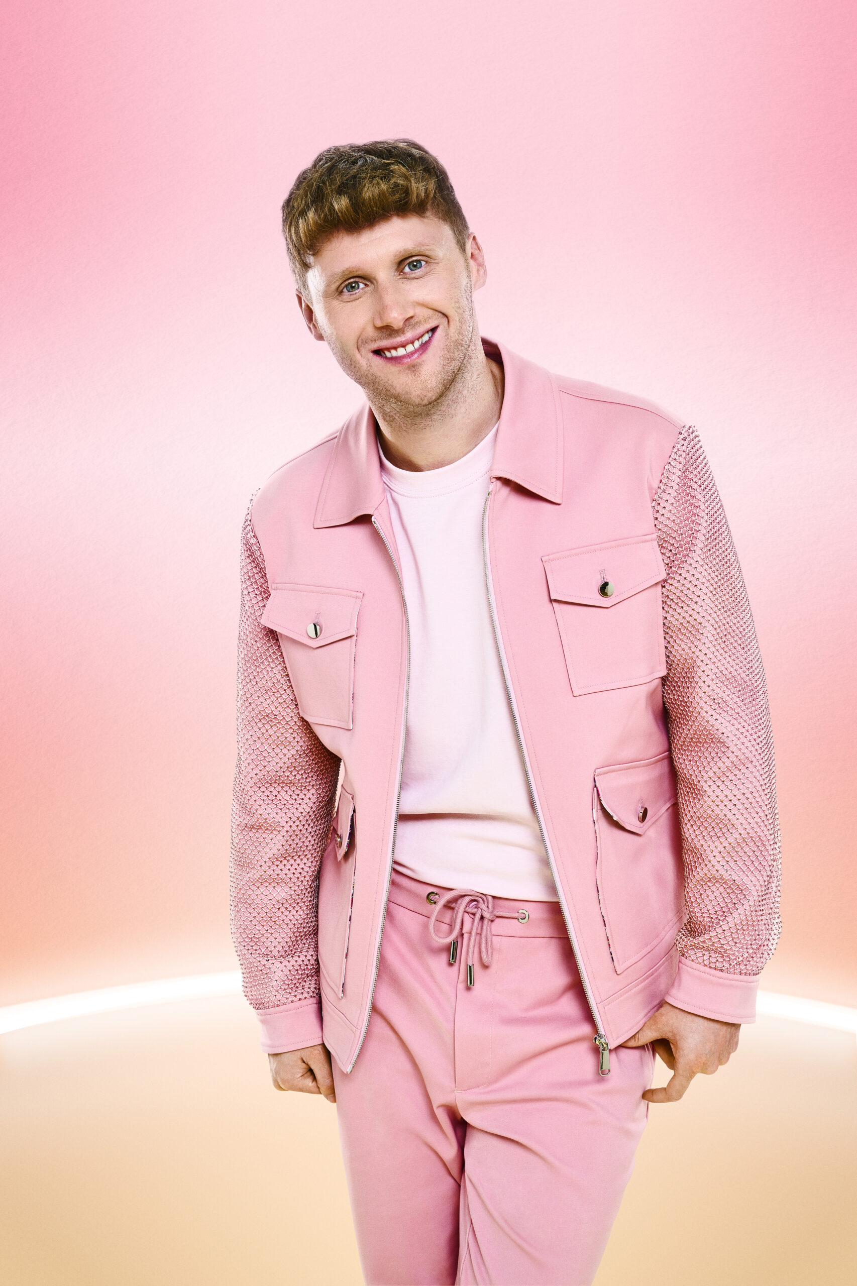 Jamie Borthwick in a pink suit in his official Strictly picture