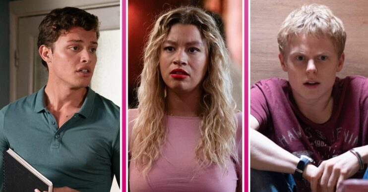 Composite image of Anna, Bobby and Freddie on EastEnders, all looking worried (Credit: BBC/Composite: ED!)