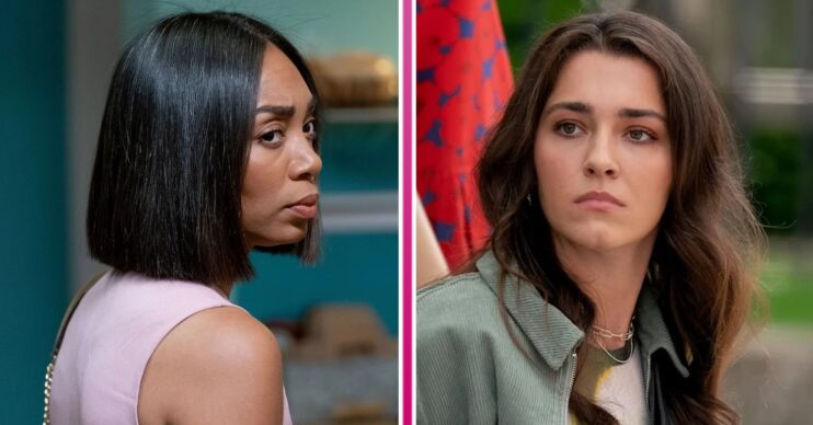Chelsea and Penny on EastEnders, looking guilty (Credit: BBC/Composite: ED!)