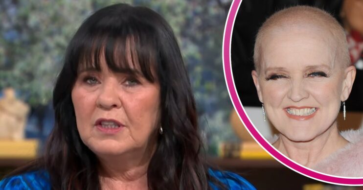 Coleen Nolan and Bernie Nolan smiling inset
