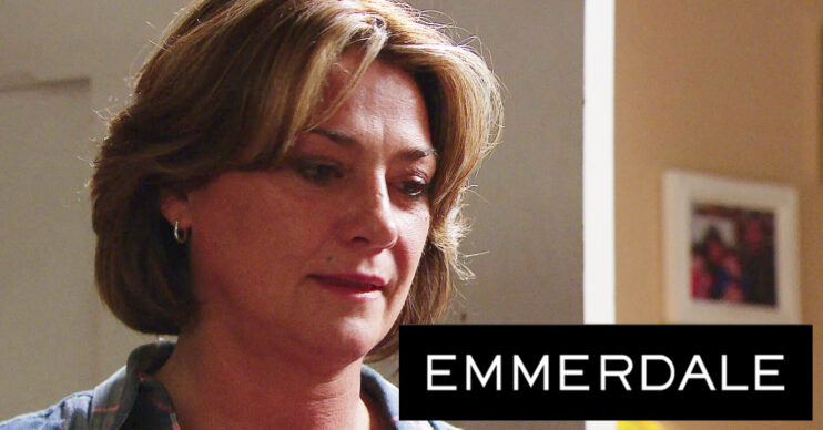Emmerdale's Moira, the Emmerdale logo