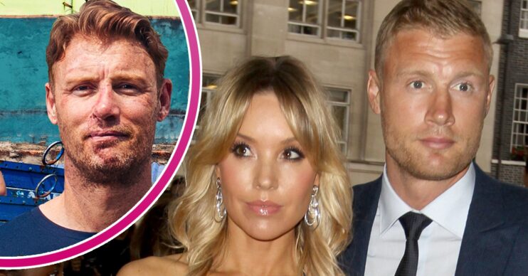 Freddie Flintoff and his wife on the red carpet and Freddie inset
