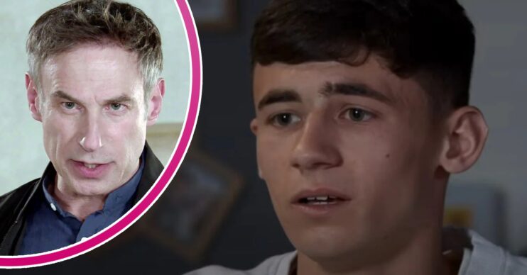 Jack looks upset on Corrie; inset, Stefan looking malicious (Credit: ITV/Composite: ED!)