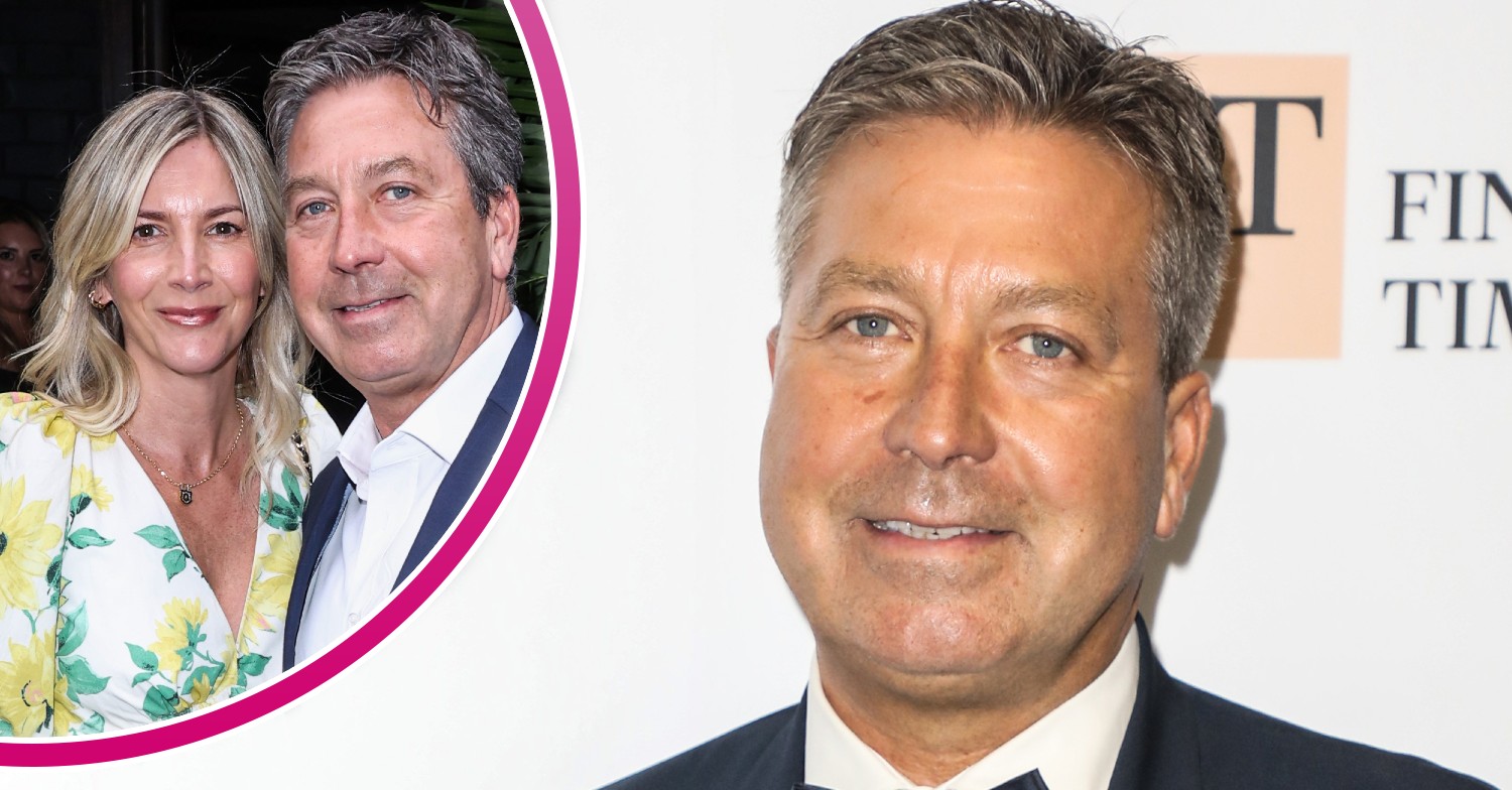 John Torode and Lisa Faulkner at ITV summer party and him smiling at event