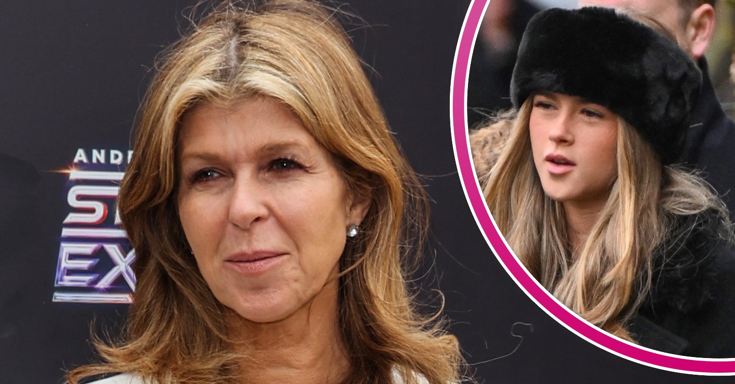 Kate Garraway smiling at event and daughter Darcey at Derek Draper's funeral