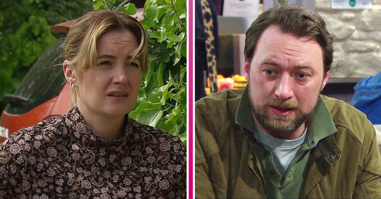 Composite image of Liam and Ella on Emmerdale (Credit: ITV/Composite: ED!)