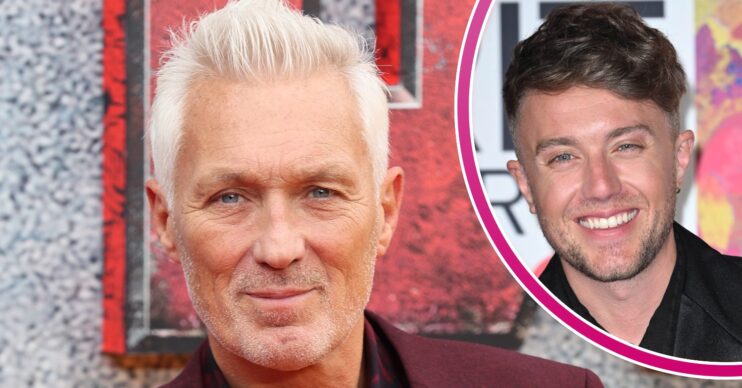 Martin Kemp smiling at Deadpool event and son Roman smiling at BRITs
