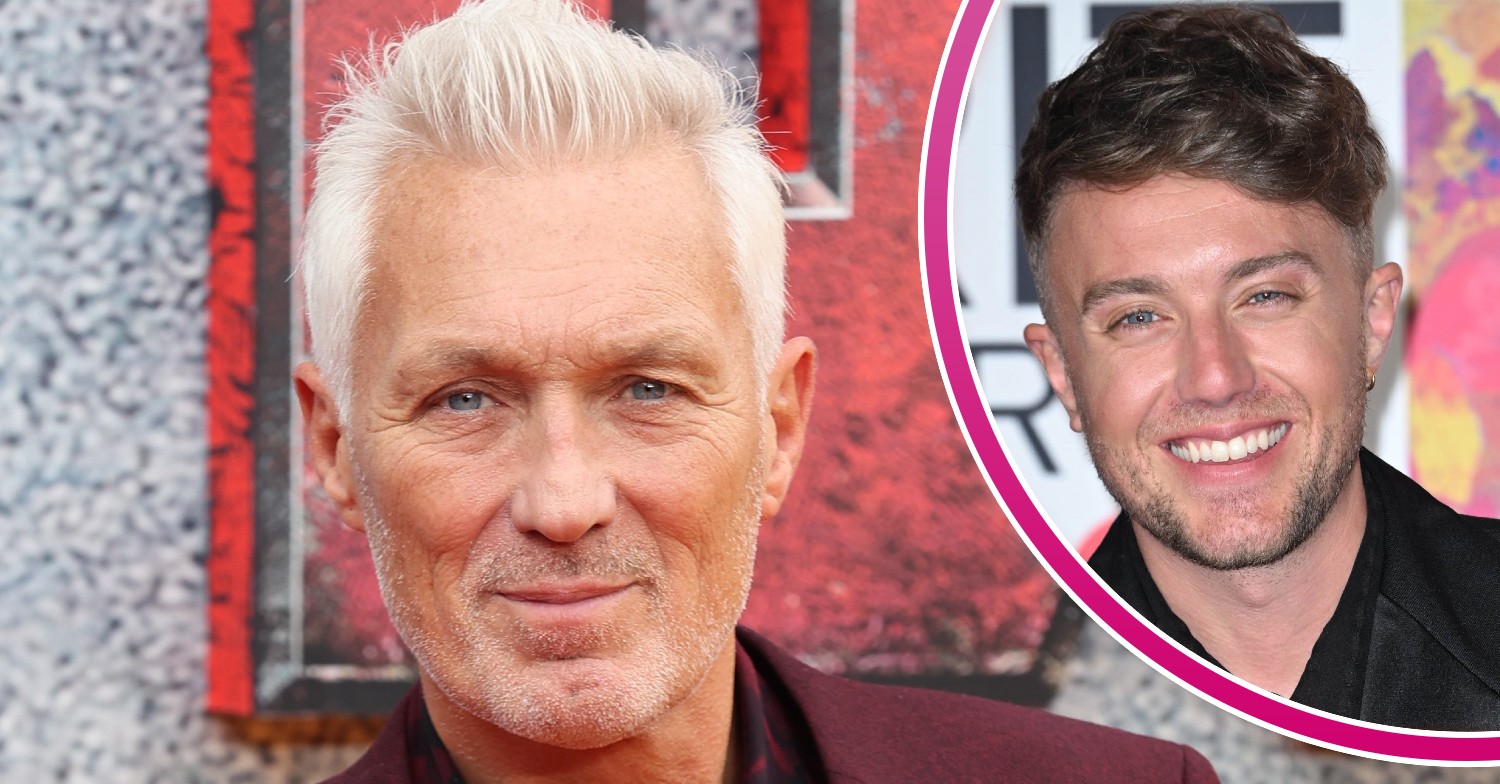 Martin Kemp smiling at Deadpool event and son Roman smiling at BRITs