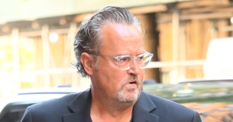 Matthew Perry looks to his side