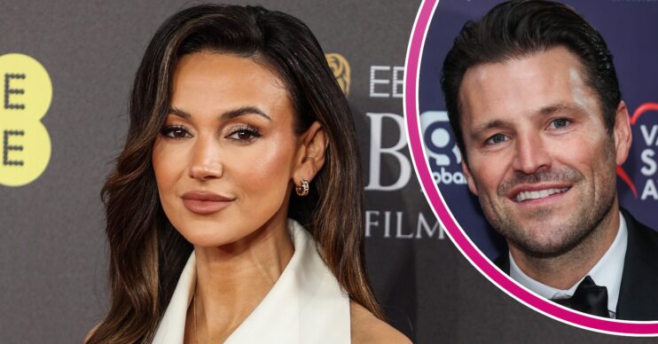 Michelle Keegan and Mark Wright smiling at different events in ED composite