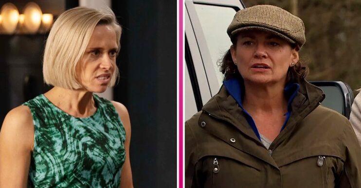 Composite image of Moira and Ruby on Emmerdale, both looking angry (Credit: ITV/Composite: ED!)