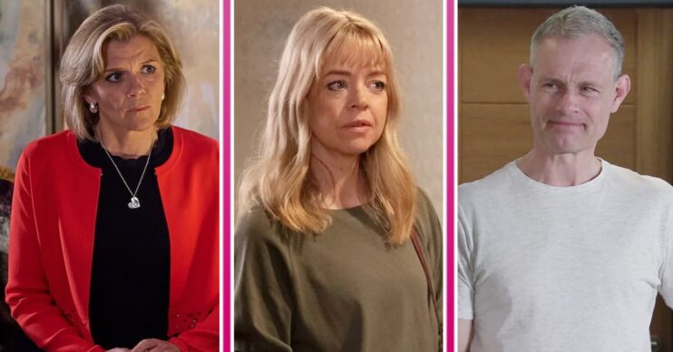 Composite image of Nick, Leanne and Toyah on Corrie, all looking worried (Credit: ITV/Composite: ED!)
