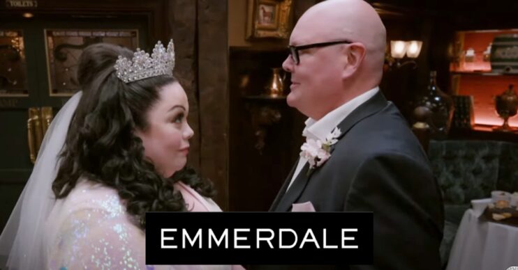 Paddy and Mandy dancing at the Woolpack (Credit: ITV/YouTube/Composite: ED!)