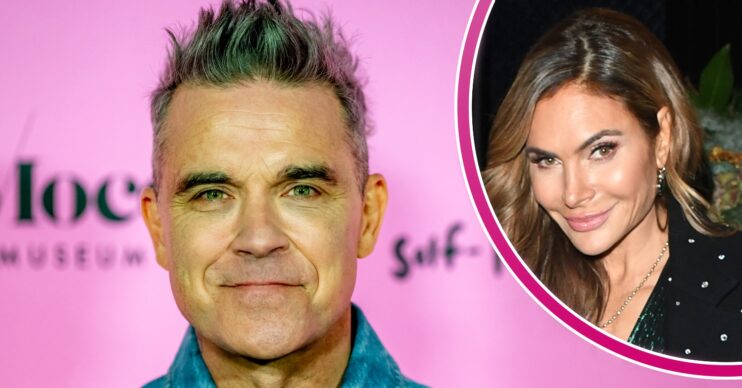 Robbie Williams and Ayda Field smiling at different events
