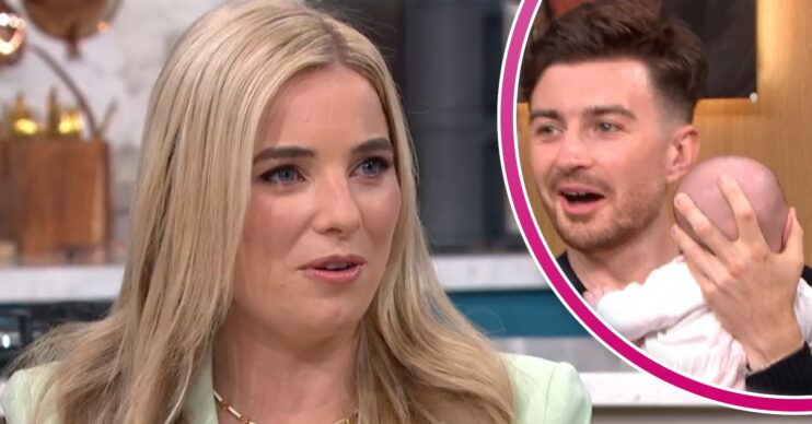 Sian Welby talking on This Morning alongside partner Jake and baby daughter