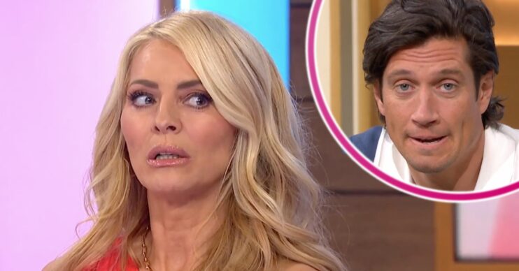 Tess Daly and Vernon Kay looking worried
